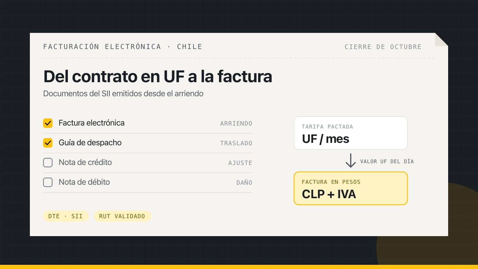 Facturación electrónica y UF en el arriendo de maquinaria en Chile